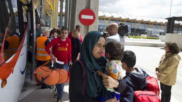 Refugiados llegados a España este lunes.