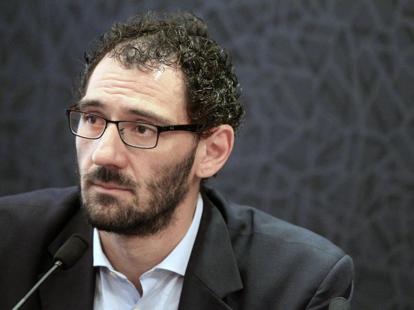 Jorge Garbajosa durante la presentación de su candidatura a la presidencia de la FEB.