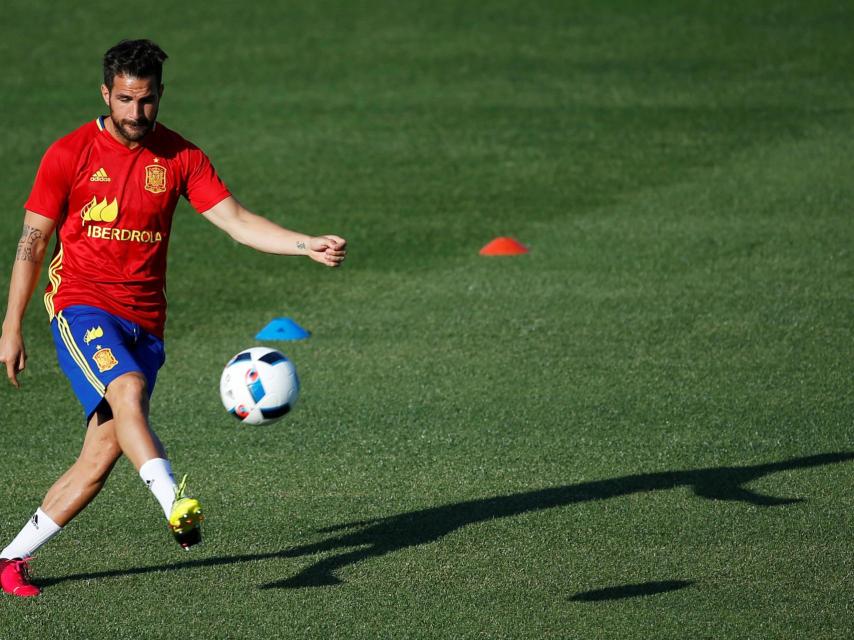 Cesc Fàbregas, entrenando con la selección