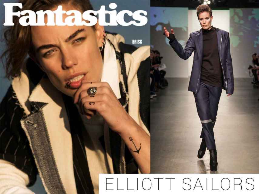 Elliott Sailors en la portada de Fantastics y desfilando para ØDD.