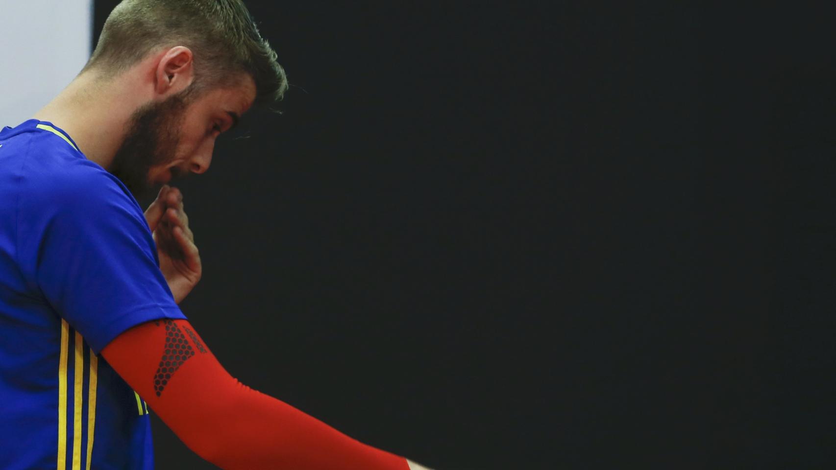 David de Gea en la rueda de prensa.