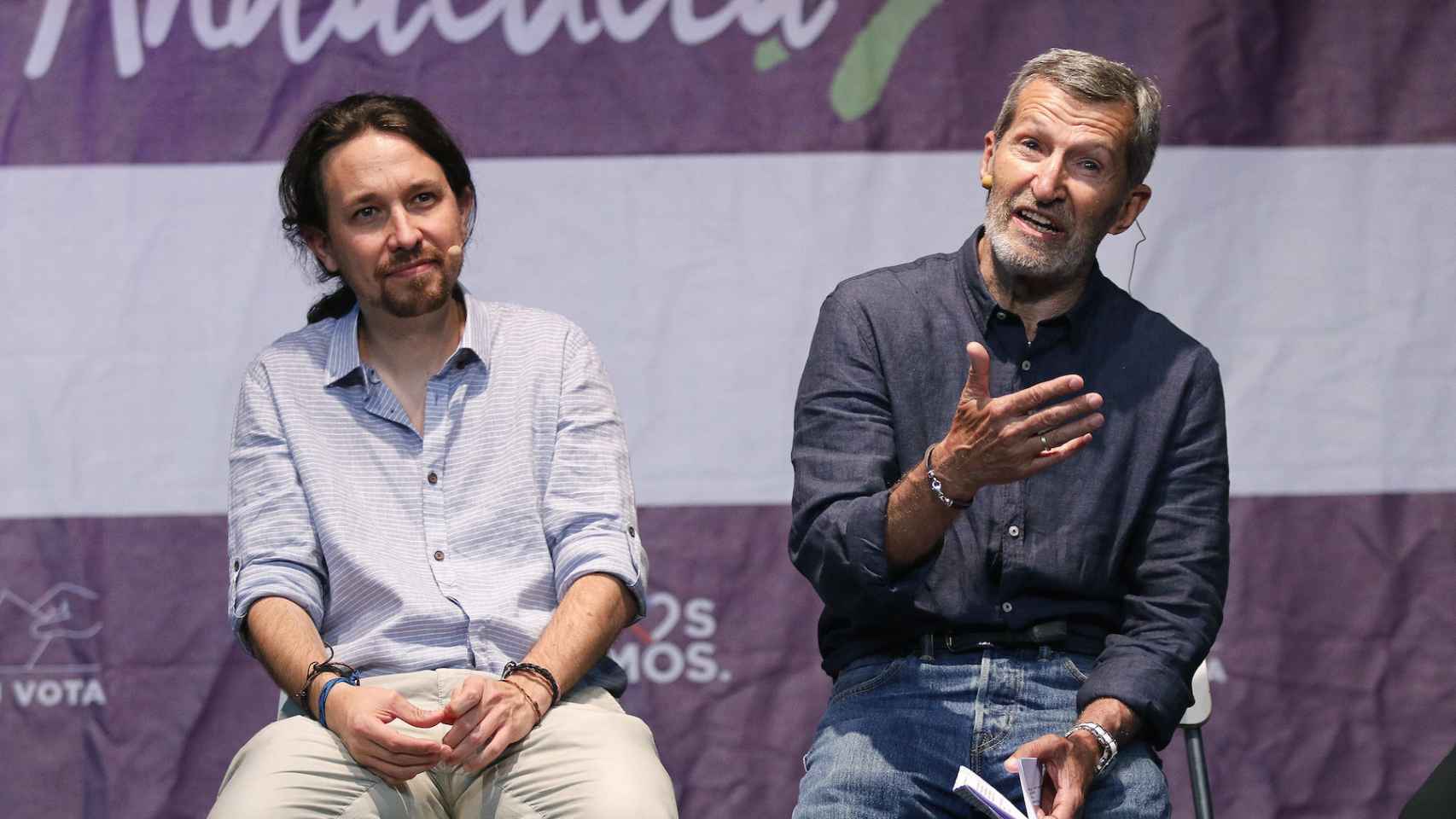 Iglesias, junto al exJEMAD socialista con Zapatero, Julio Rodríguez, este miércoles.