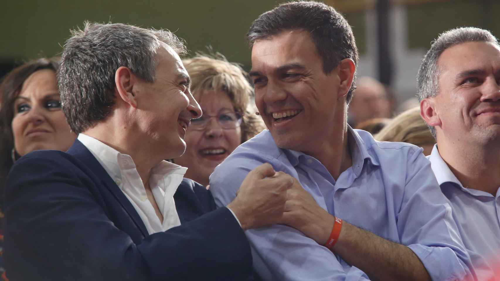 Zapatero y Sánchez, juntos en Valladolid en 2017. / PSOE