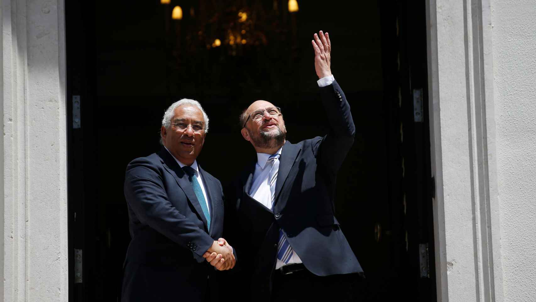 António Costa recibe a Martin Schulz en el Palacio de Sao Bento.
