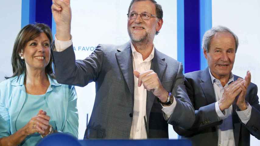 Mariano Rajoy en Lérida junto a Dolors López y José Ignacio Llorens.