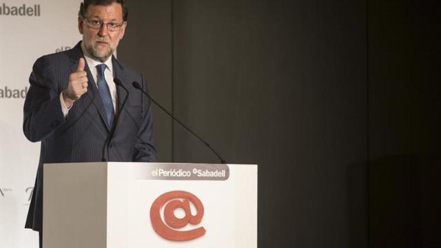 Rajoy, durante su intervención en un foro organizado en Barcelona