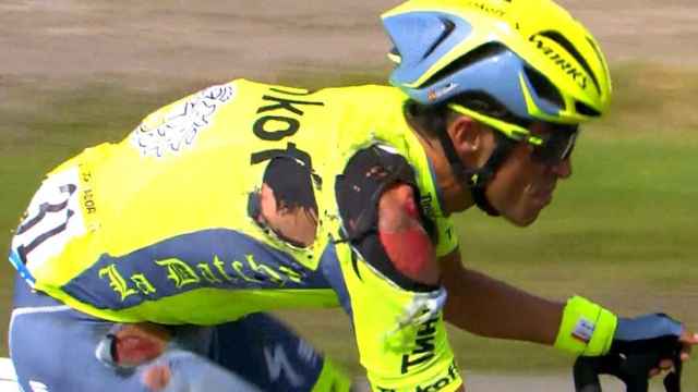 La herida de Contador tras la caída.