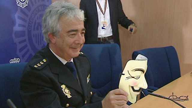 El comisario de Policía Manuel Vázquez cuando anunió la detención de los ahora absueltos.
