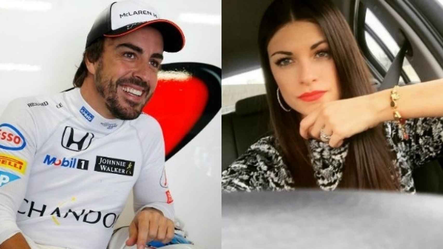 A la izquierda, Fernando Alonso. A la derecha, la modelo Linda Morselli