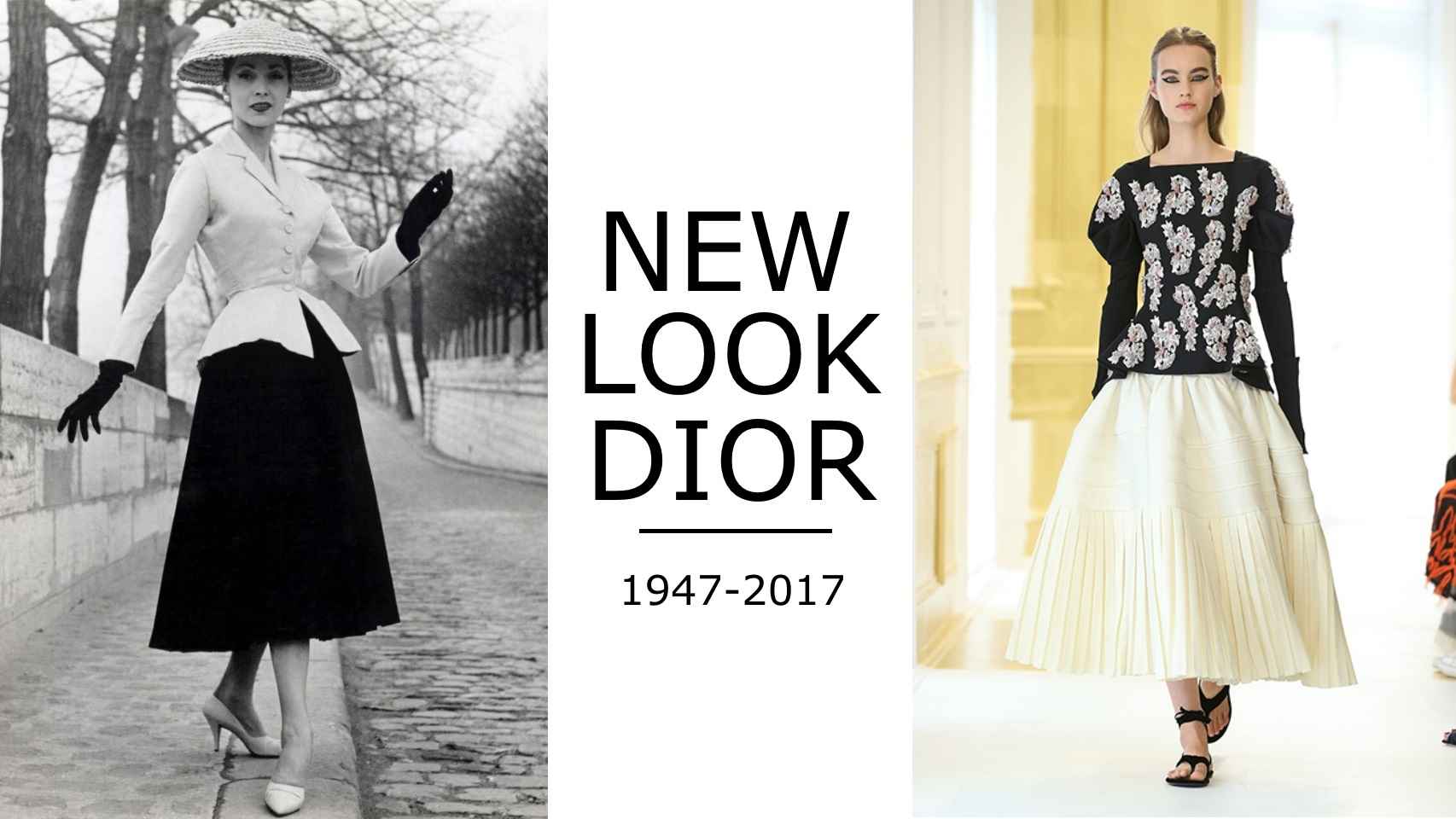 Christian Dior presentó su chaqueta Bar y su falda Corolle en 1947. Modelo de Alta Costura para el invierno 2016-2017.
