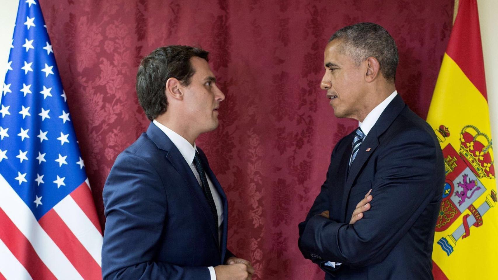 El líder de Ciudadanos, Albert Rivera, y Obama.