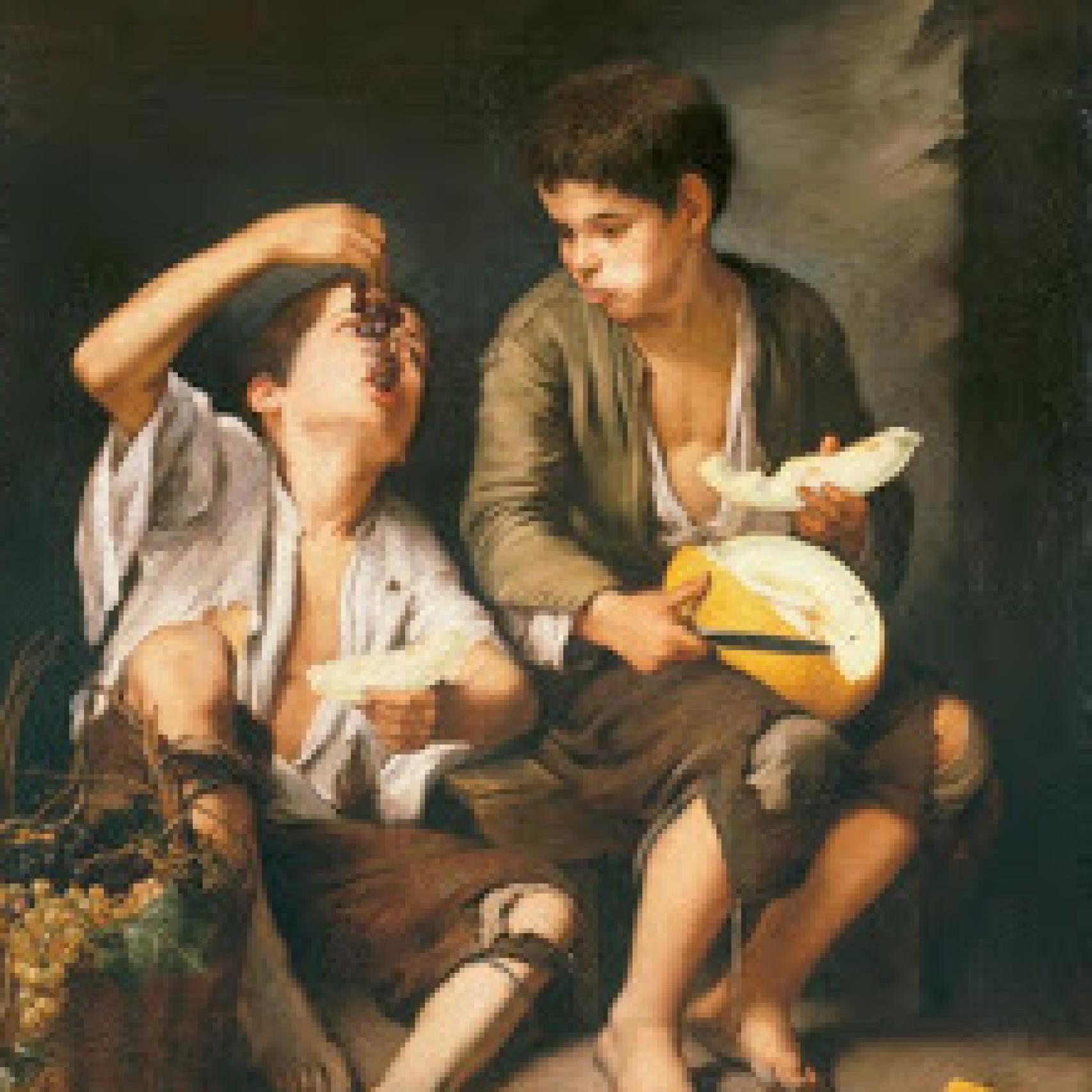 Niños comiendo uvas y melón, de Murillo, una representación de la picaresca.