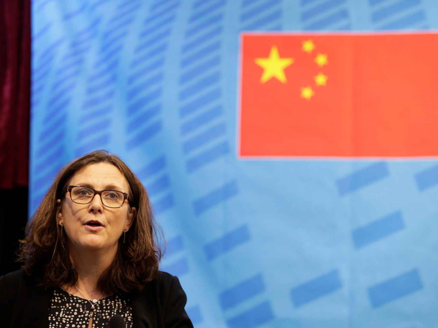 La comisaria de Comercio, Cecilia Malmström, en la reciente cumbre UE-China celebrada en Pekín