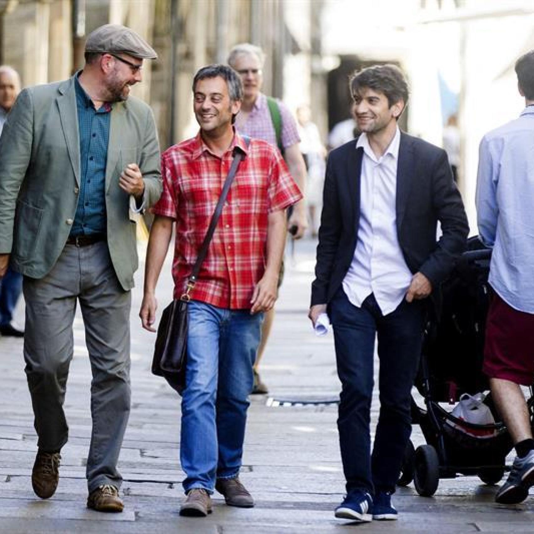 Martiño Noriega, Xulio Ferreiro y Jorge Suárez, los alcaldes de las mareas