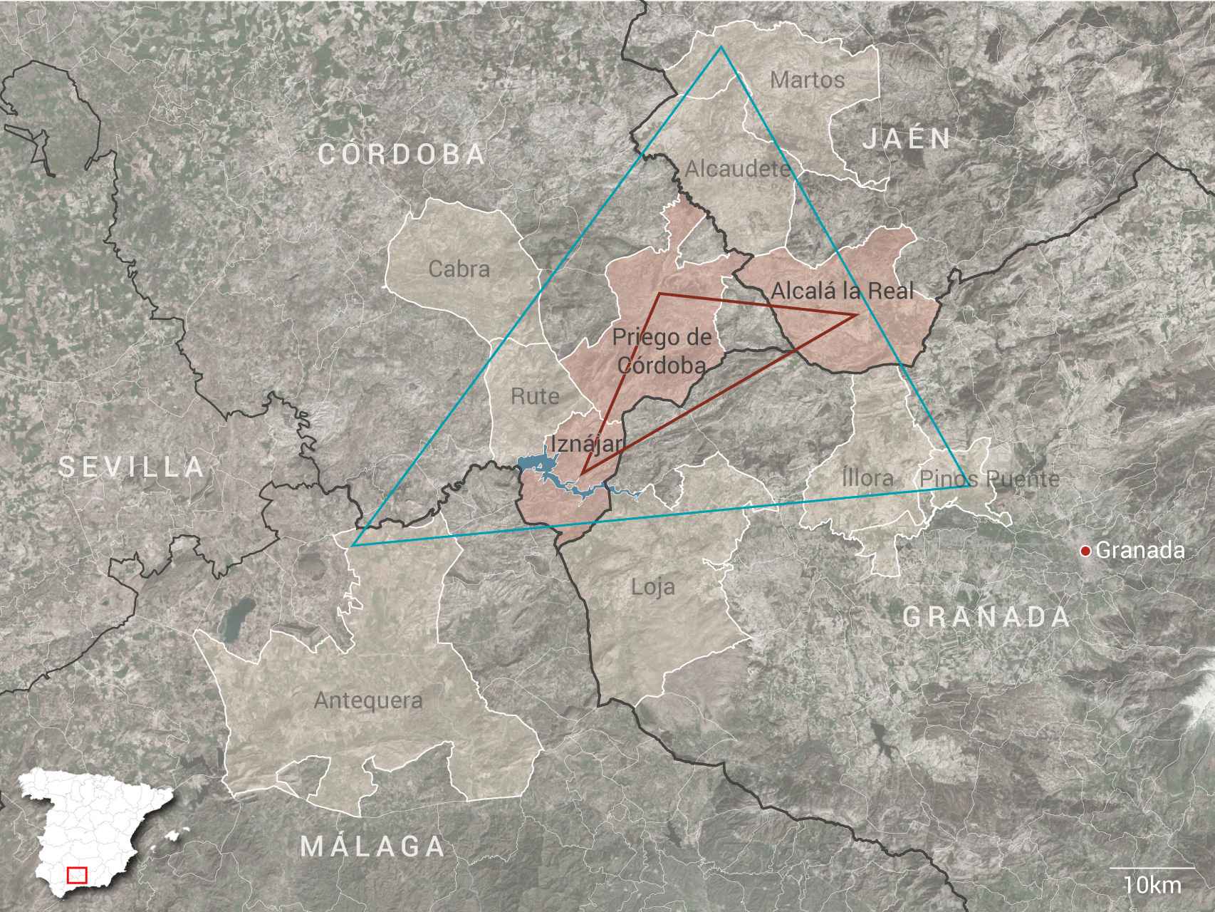 Los triángulos de los suicidios en la Andalucía Oriental
