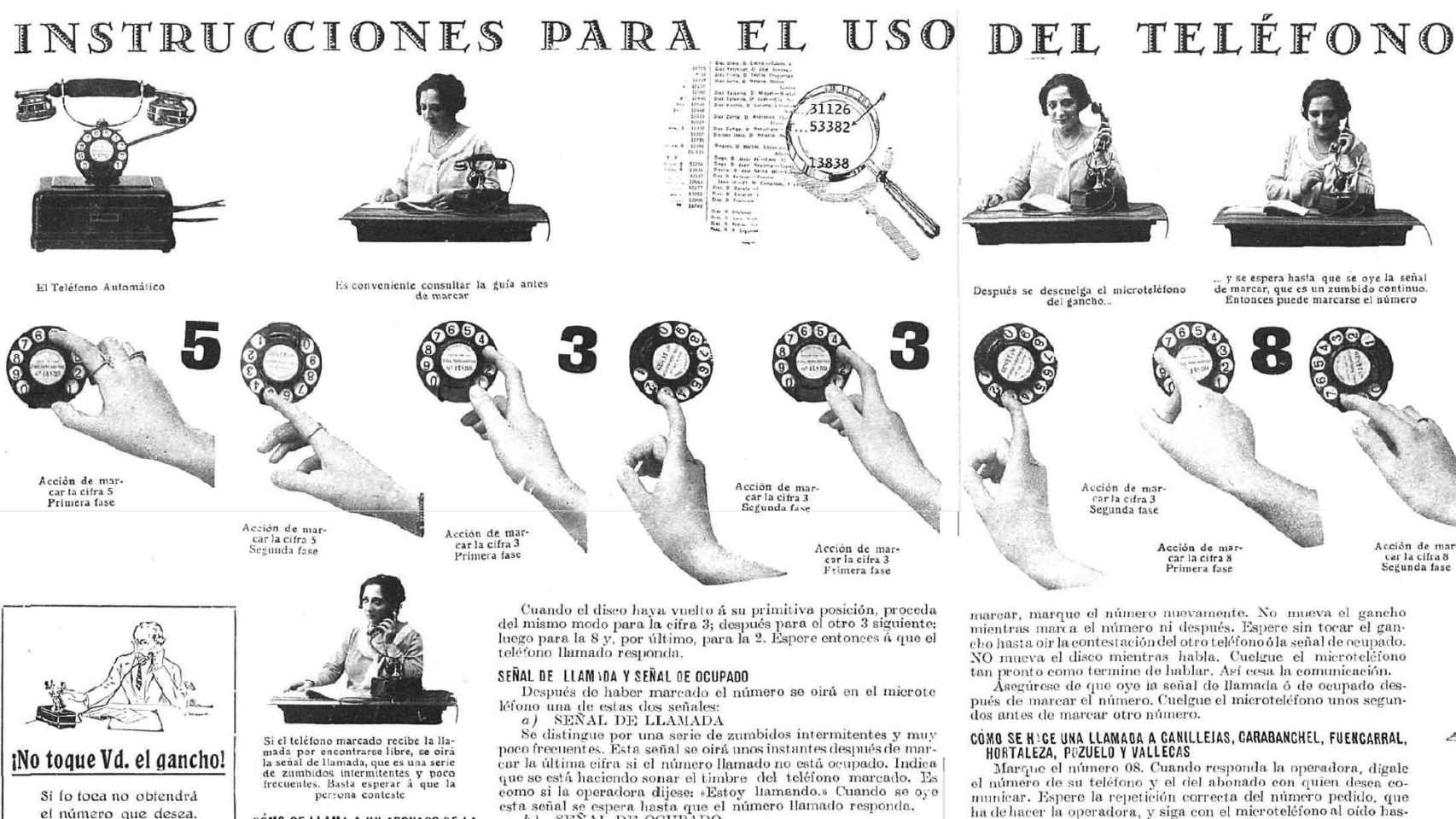 Detalle de las intrucciones para telefonear aparecidas en Nuevo Mundo, el 3 de diciembre de 1926.