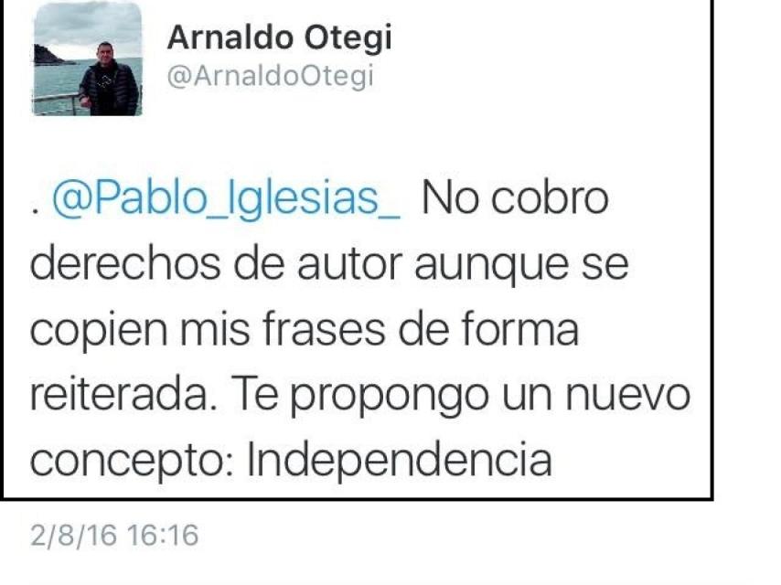 Otegi acusa a Pablo Iglesias de copiota: “No cobro derechos de autor aunque  copien mis frases”