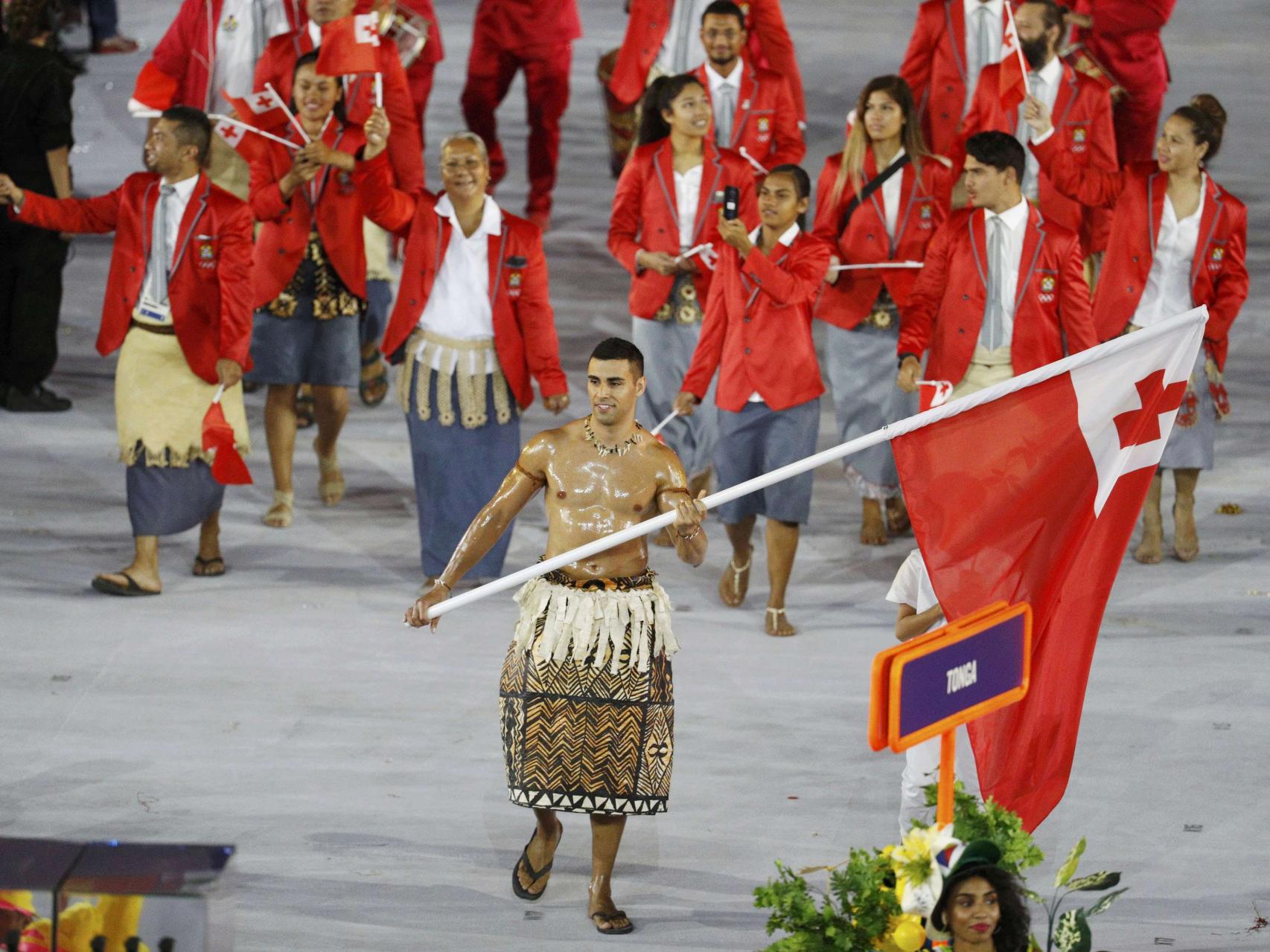 Pita Taufatofua durante la ceremonia de apertura.