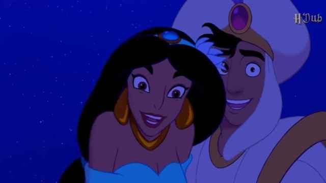 Aladdine y Jasmin en una de las escenas trucadas de Walt Disney Pichas.
