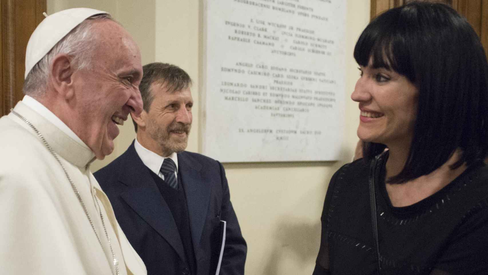 Irene Villa, durante su encuentro con el Papa Francisco.