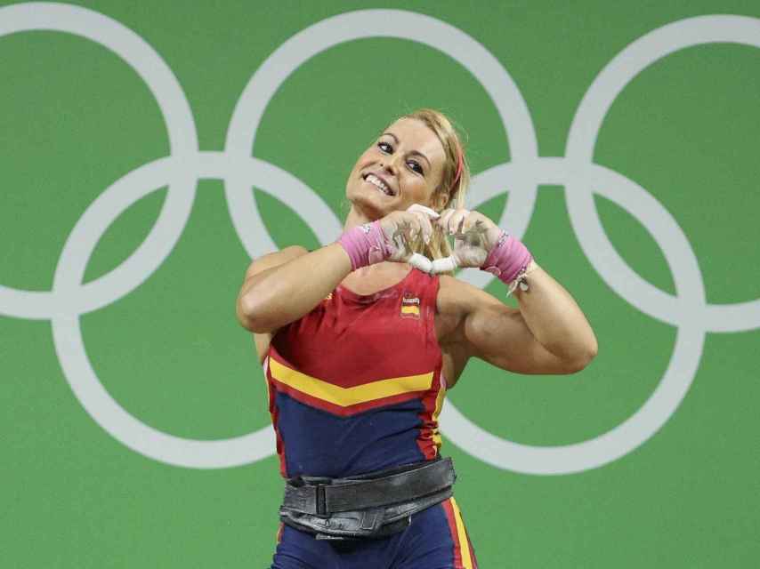 Lidia Valentín tras conquistar una medalla olímpica en Río 2016.