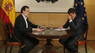 El presidente del Gobierno en funciones junto con el presidente de C´s, Albert Rivera.