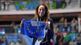 Elisa di Francisca, atleta italiana que mostró la bandera europea como homenaje a las víctimas del Estado Islámico/ Ettore Ferrari/ EFE