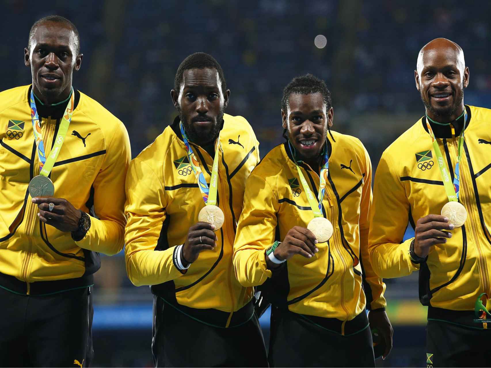 Usain Bolt, Nickel Ashmeade, Yohan Blake y Asafa Powell.