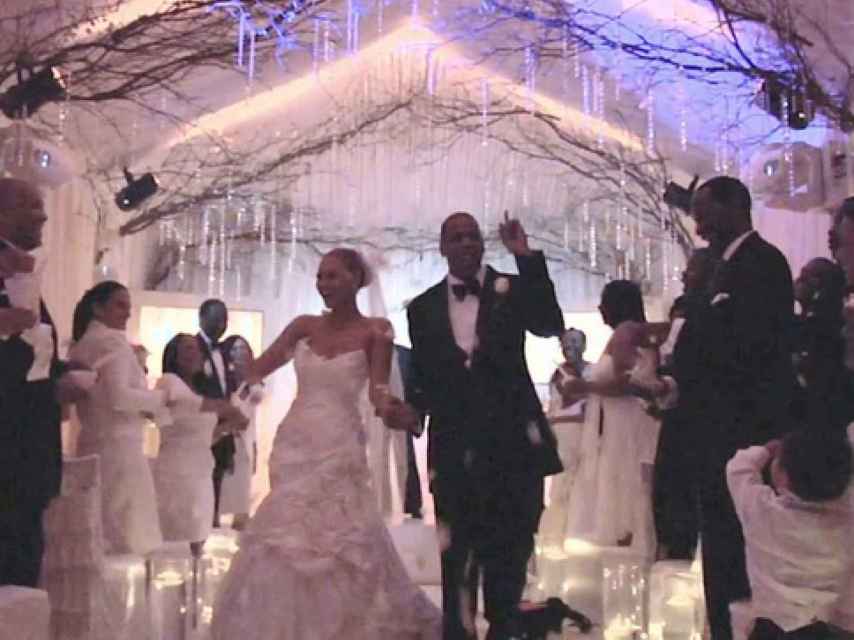 Beyoncé y Jay Z el día de su boda.