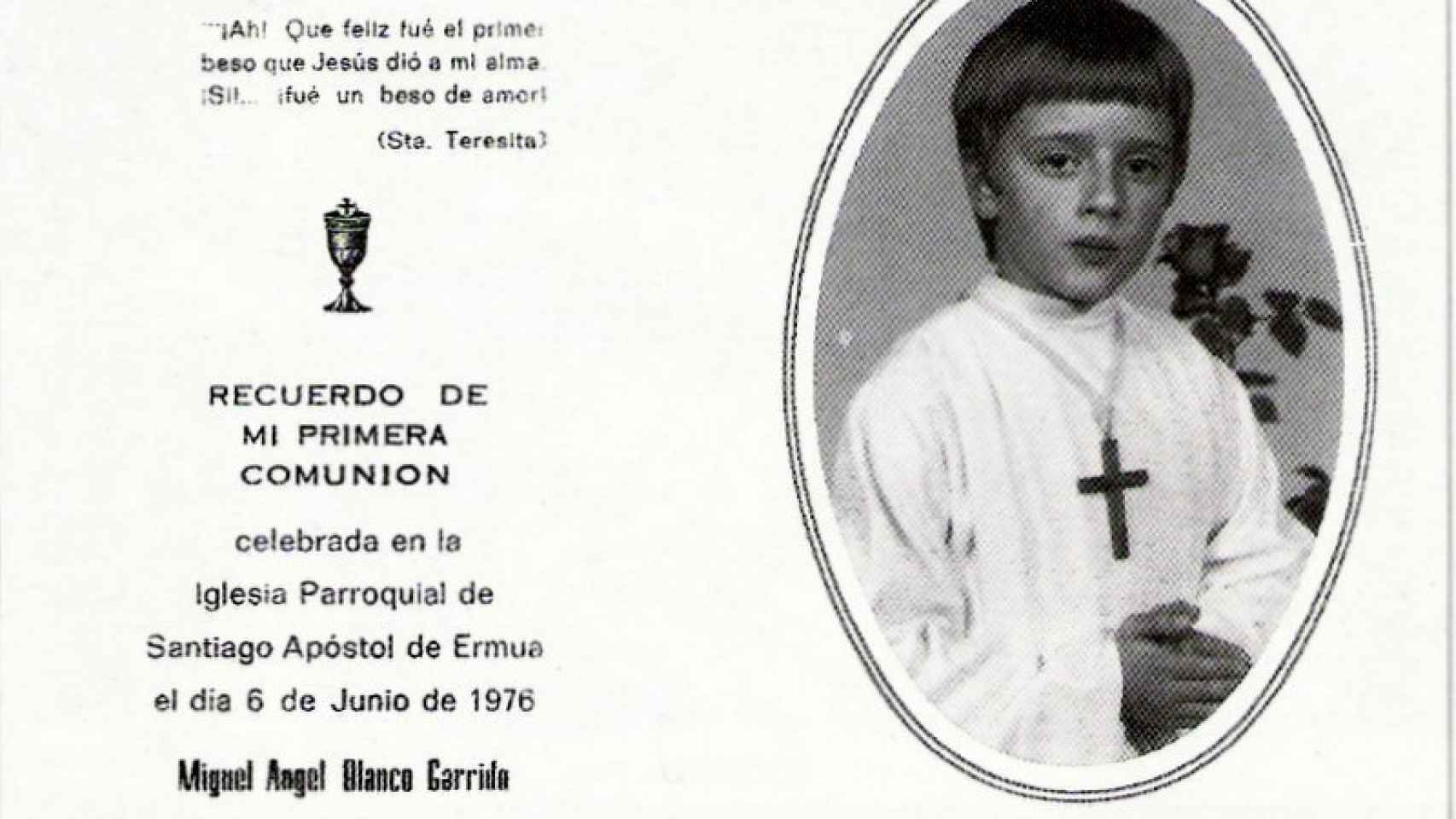 Miguel Ángel Blanco en un recuerdo de su primera comunión en 1976.