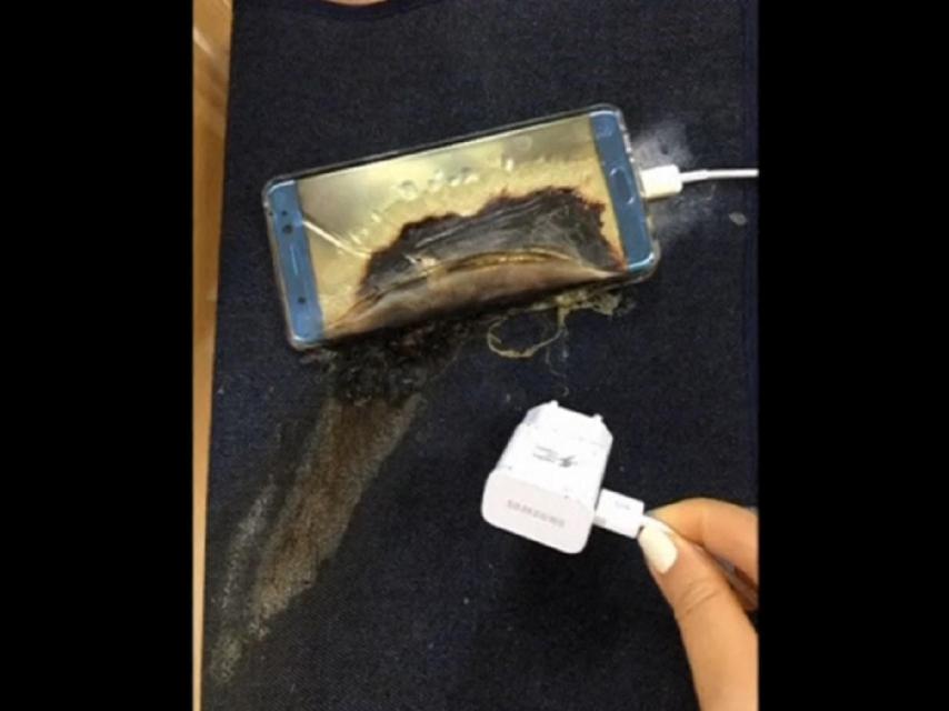Uno de los nuevos Galaxy Note 7 tras haber explotado.