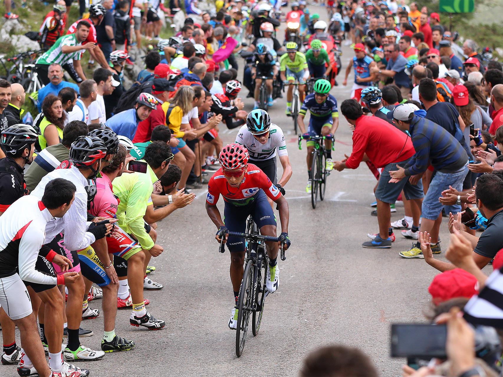 Quintana y Froome en la ascensión a Peña Cabarga.