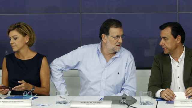 Cospedal, Rajoy y Martínez-Maíllo, en la reunión del Comité Ejecutivo Nacional del PP.