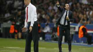 Arsenal manager Arsene Wenger and Paris Saint-Germain coach Unai Emery