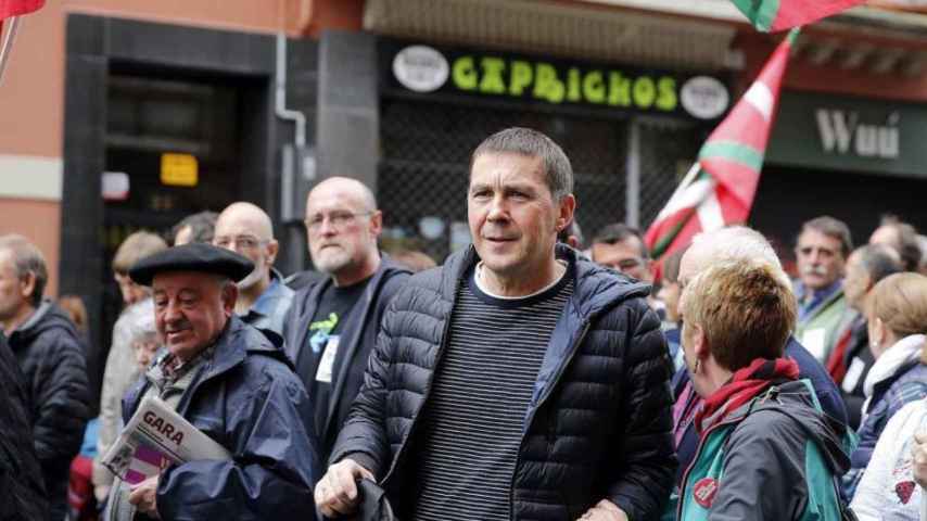 Otegi en la manifestación de los ex presos de ETA en Bilbao, en abril de este año.