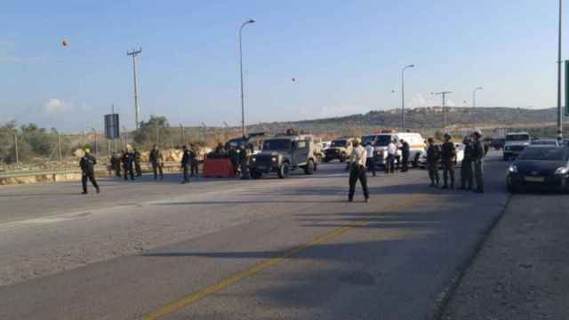 Momentos posteriores al suceso en el puesto de control de Eliyahu (Cisjordania).