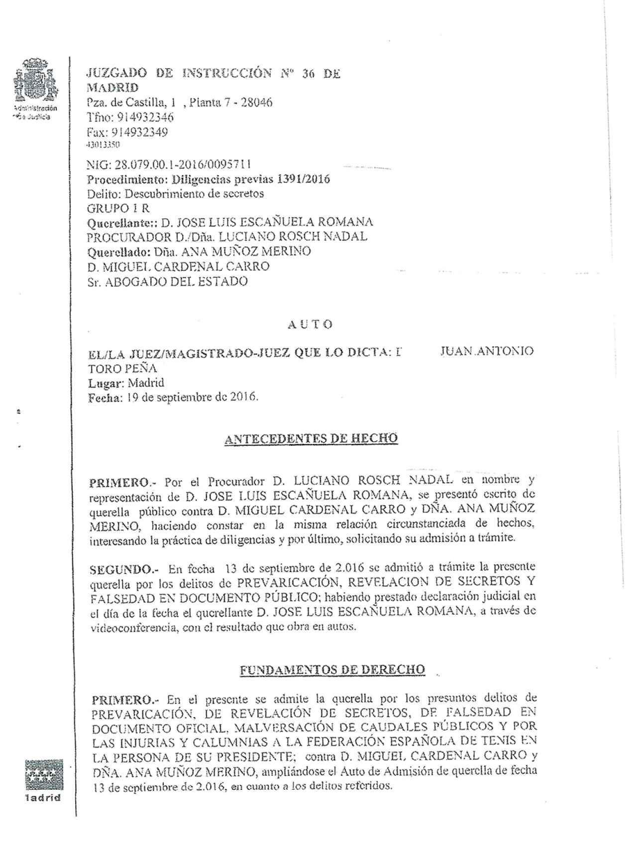 Investigado el presidente del CSD, Miguel Cardenal, por cinco presuntos  delitos