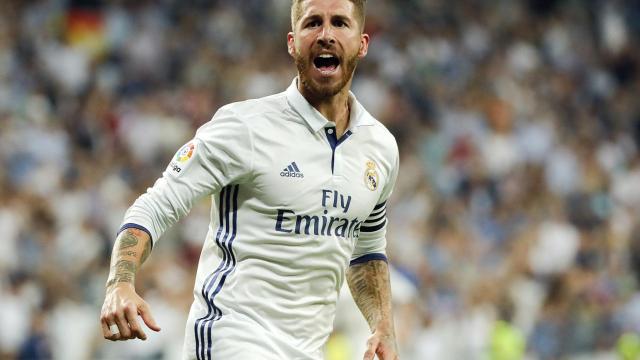 Sergio Ramos celebra un gol.