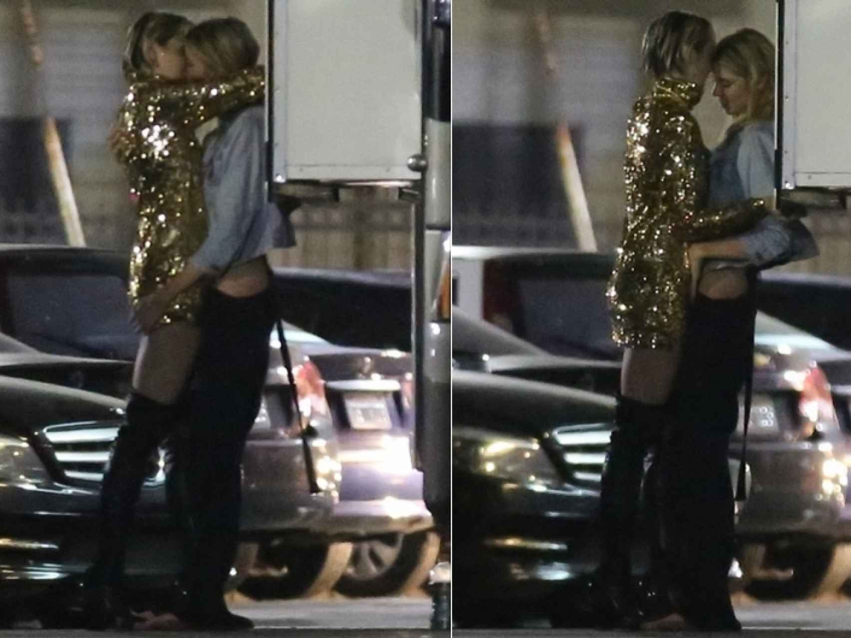 Miley Cyrus y Stella Maxwell dando rienda suelta a su pasión en un parking.