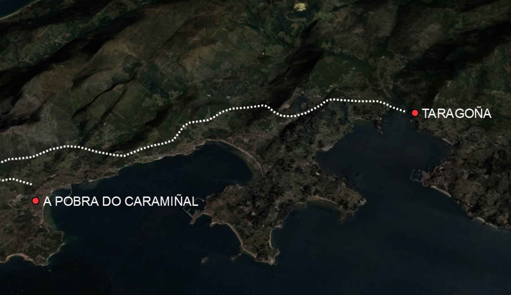 Entre A Pobra do Caramiñal y Taragoña hay veinte kilómetros de distancia.