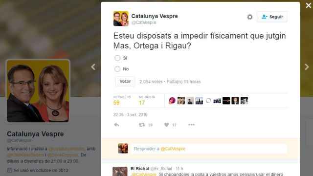 La encuesta en la cuenta de Catalunya Vespre