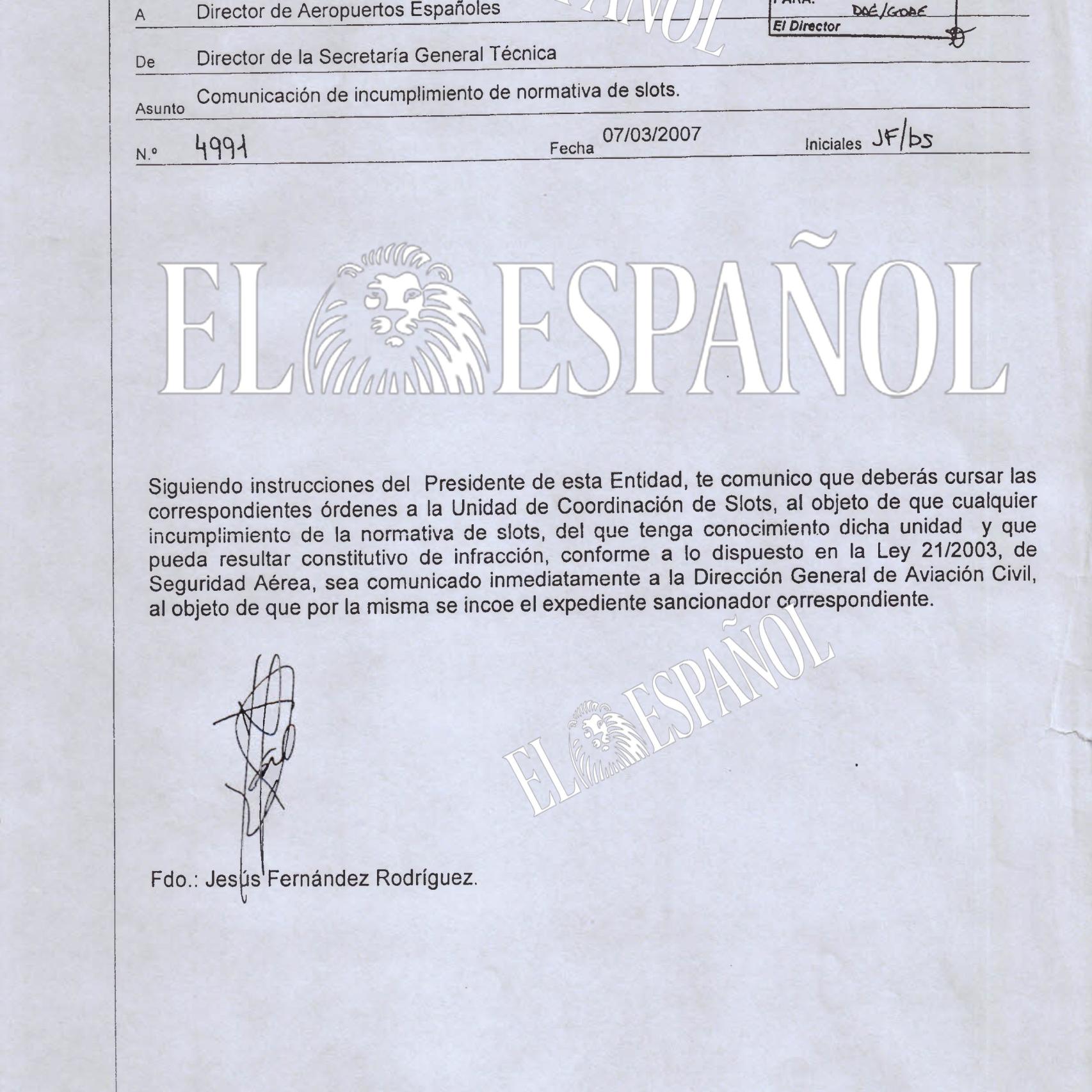 Carta del director de Aena
