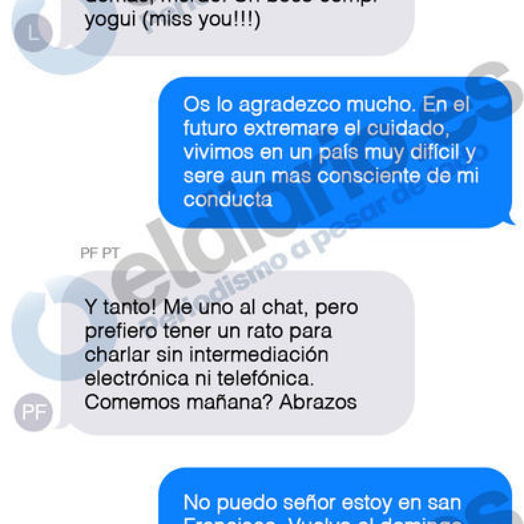 Mensajes intercambiados entre los Reyes y López Madrid.