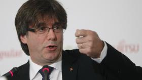 Puigdemont, durante el desayuno informativo.