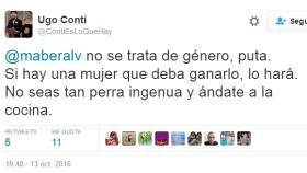 Uno de los mensajes insultantes que recibió la periodista Ángela Bernardo.