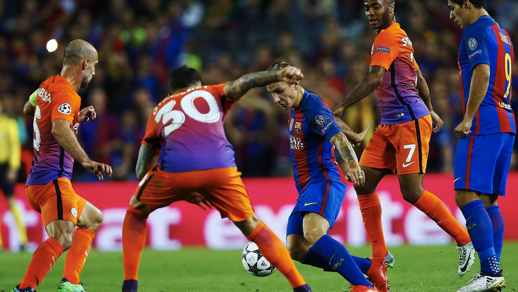 Pablo Zabaleta, en un partido ante el Barcelona