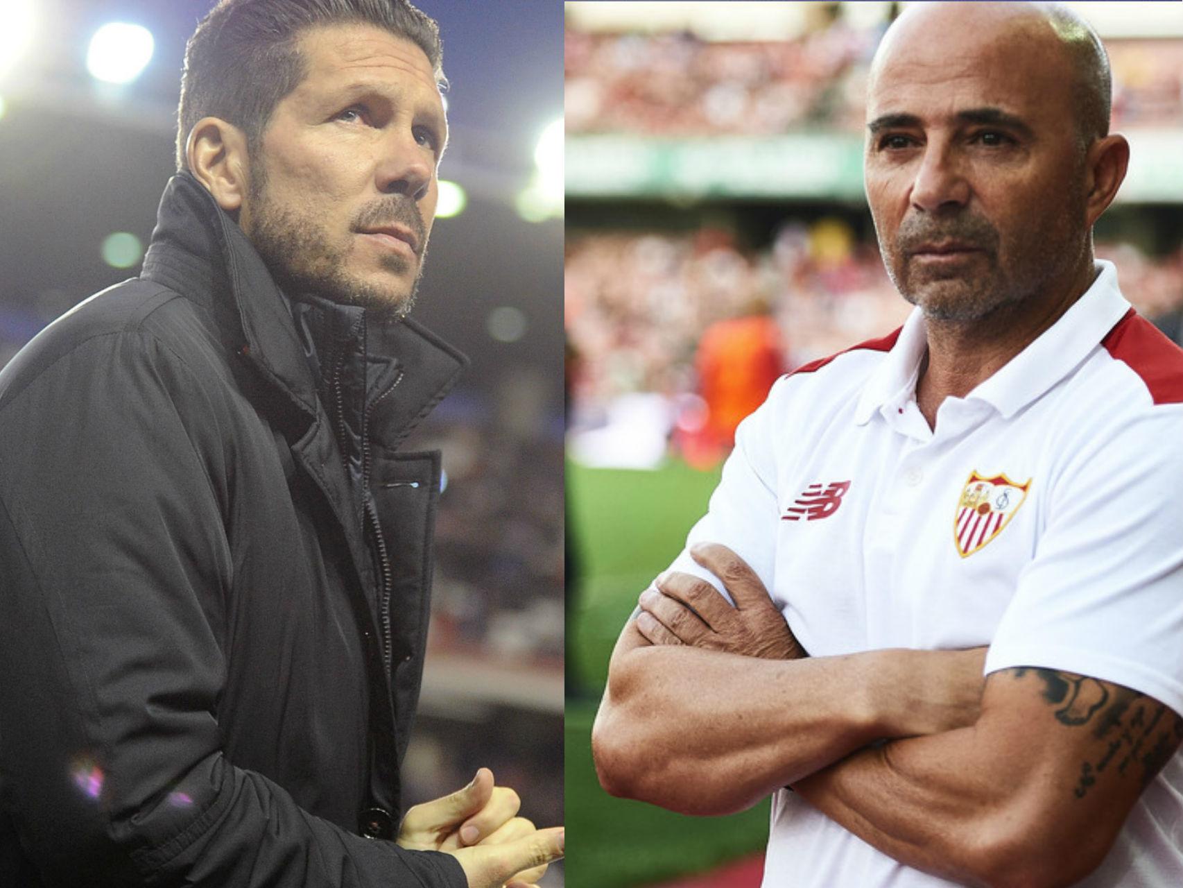 Simeone y Sampoli se enfrentan en Liga este domingo.