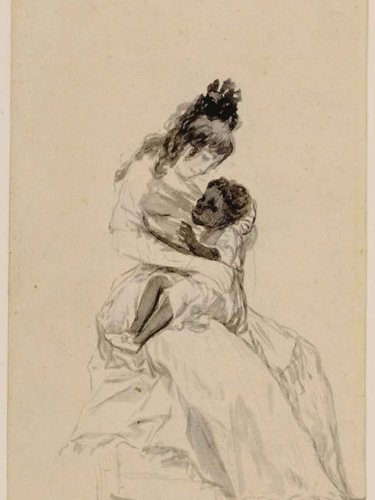 Aguatinta de Goya de la Duquesa de Alba y su hija negra