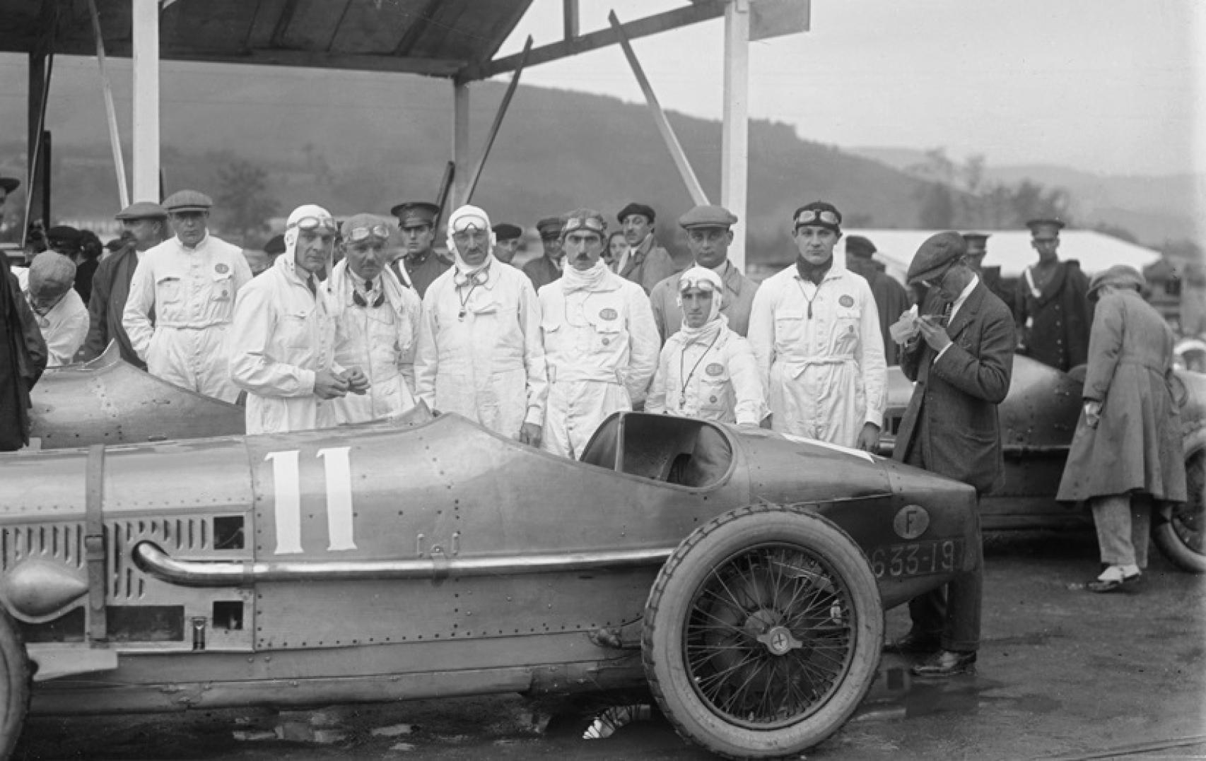 Los pilotos de los bólidos. Circuito de Lasarte, 1924.