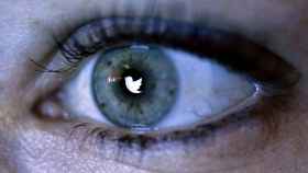 El pájaro de Twitter reflejado en el ojo de una mujer en Berlín.